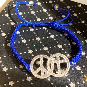 Blue string peace/cross bracelet hand-made